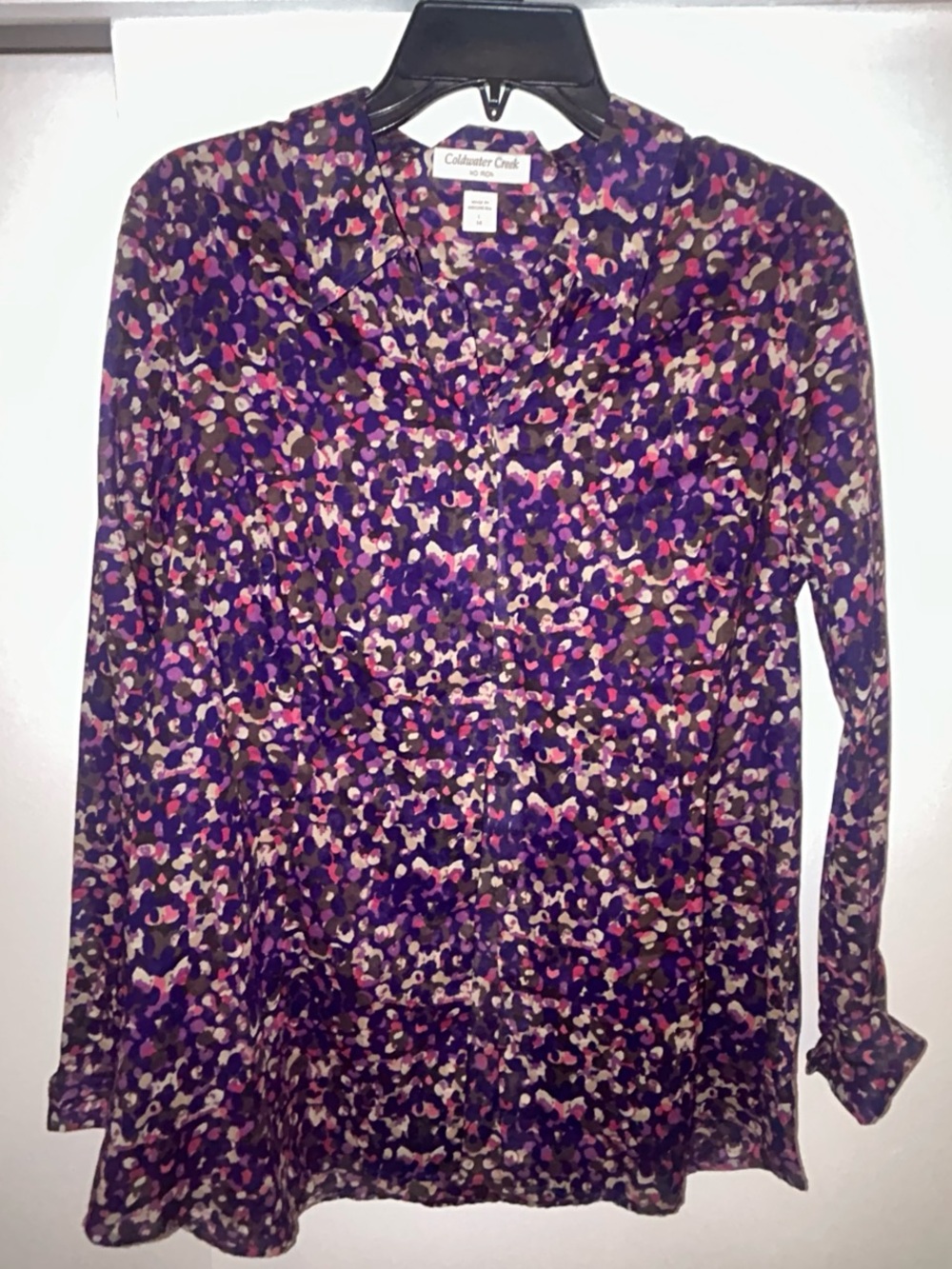 Coldwater Creek Purple Multi-Color Abstract Button-Down Blouse